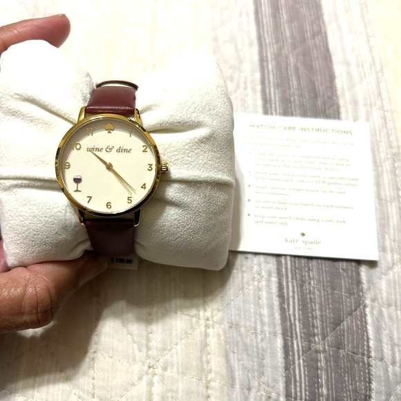 Kate Spade Women's Metro Watch Cream Dial Merlot Leather Strap KSW1188 Box - Picture 5 of 13